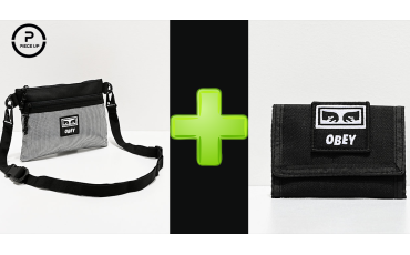 Obey Black Shoulder Bag + Wallet